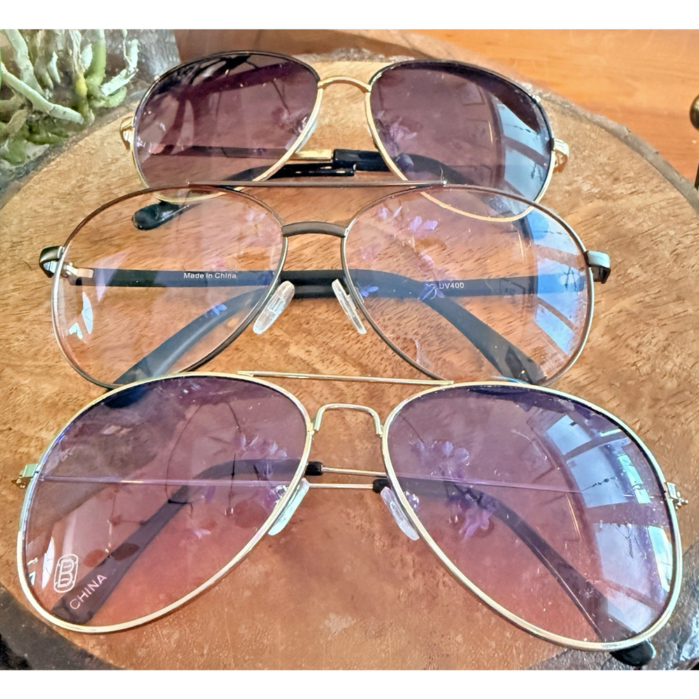Set‎ of 3 Aviator Style Sunglasses Unbranded Summer Boho Beach Fun Fashion